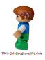 Preview: Lego Duplo figure child girl, light green legs, dark azure blue vest, white shirt, dark orange hair, hearing aids (47205pb097)