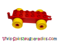Preview: Lego Duplo Auto Base 2 x 6 mit gelben Rädern und offenen Kupplungsende (4883003) rot