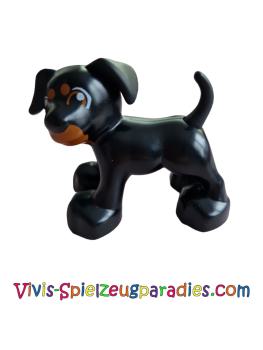 Lego Duplo Hund mit dunkelorangefarbenen Augen, Flecken und Maulmuster (1396pb02)