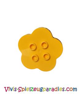 Lego Duplo, brick, flower, table round 4 x 4 flat top corrugated with 2 x 2 rivets (15515) light orange