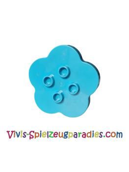 Lego Duplo, brick, flower, table round 4 x 4 flat top corrugated with 2 x 2 rivets (15515) medium azure blue