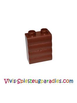 Lego Duplo, Brick Brick 1 x 2 x 2 with block profile (18783) red brown