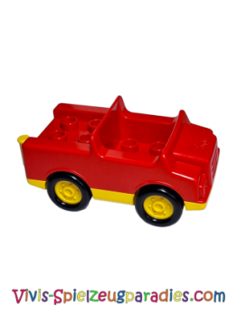 Lego Duplo car with 2 x 2 studs and yellow base (2018c01) red