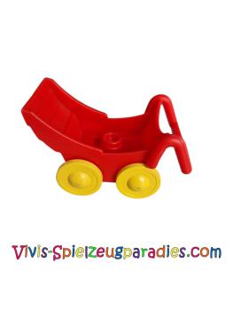 Lego Duplo Kinderwagen mit dünnen gelben Rädern (2147c01) rot