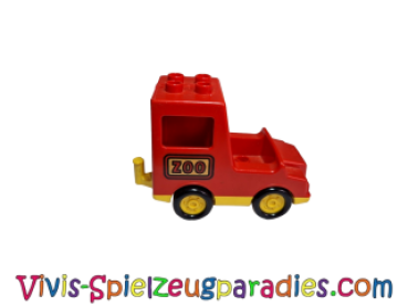 Lego Duplo-Truck mit überdachter Ladefläche und gelbem Sockel mit "ZOO" Logo (2217C02pb01)