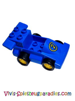 Lego Duplo car formula one with blue base with yellow number pattern 2 (2217c01pb01) blue