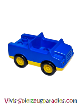 Lego Duplo car with 2 x 2 studs in the bed, 1 stud in the cab and yellow frame (2018ac01) blue