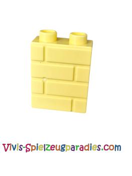 Lego Duplo brick 1 x 2 x 2 with masonry profile (25550) Light yellow