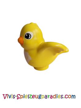 Lego Duplo Vogel mit weißen Brustfedern und Augenrändern, orangefarbenes Schnabelmuster (27370pb01)