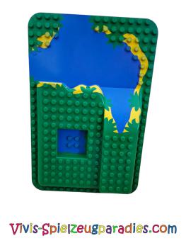 Lego Duplo, floor plate raised 16 x 24 with ramp and waterfall and pond pattern. (31073px1]