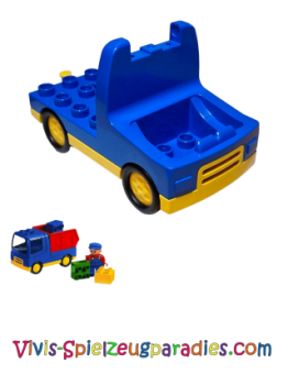 Duplo LKW mit 4 x 4 Pritschenplatte und gelben Sockel (duptruck02) blau