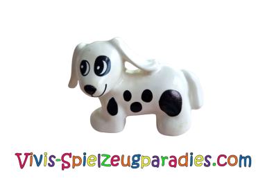 Lego Duplo Dachshund dog with black spot pattern (31101pb01) white