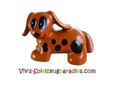 Lego Duplo Dachshund dog with black spot pattern (31101pb01) dark orange