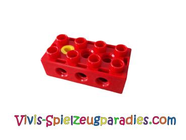 Lego Duplo, Toolo brick 2 x 4 with holes on the sides and top and 1 screw on top (31184c01) red