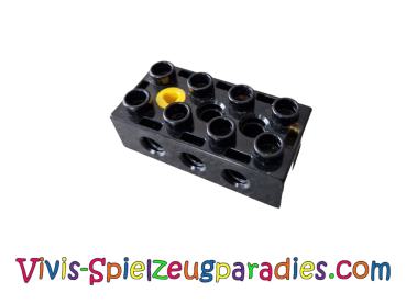 Lego Duplo, Toolo Stein 2 x 4 mit Löchern an den Seiten und oben und 1 Schraube oben (31184c01) schwarz