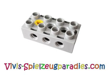 Lego Duplo, Toolo brick 2 x 4 with holes on the sides and top and 1 screw on top (31184c01) light gray