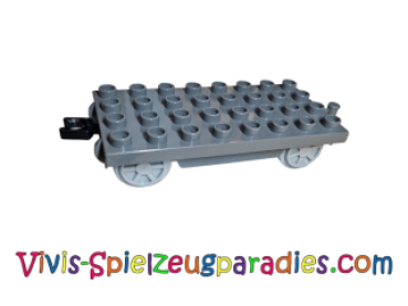 Duplo, Zug Anhänger 4 x 8 mit hellbläulich-grauen Eisenbahnrädern und schwarzem beweglichem Haken (31300c03)