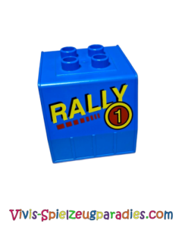 Lego Duplo, Zugfrachtcontainer mit Postsack- gelbem 'RALLY' und Nummer 1 im Kreismuster (31304pb03)
