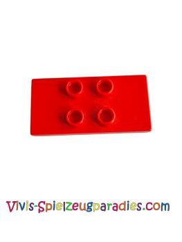 Lego Duplo tile, modified 2 x 4 x 1/3 (thin) with 4 center studs(4121) red