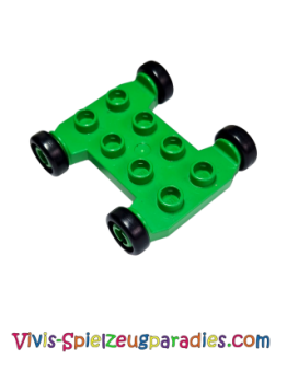 Lego Duplo concrete mixer base 2 x 4 with axle extensions and black wheels (42092c01) light green