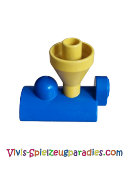 Lego Duplo Dampflok-Oberteil mit geklebtem gelben Trichter (4570cb01) blau