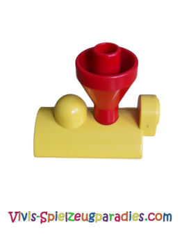 Lego Duplo Dampflok-Oberteil mit geklebtem rotem Trichter (4570cb01) gelb