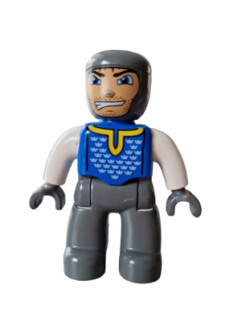 Lego Duplo Ritter Hose neu-dunkel grau Brust blau Kronen Arme weiss Hände grau (47394pb020)