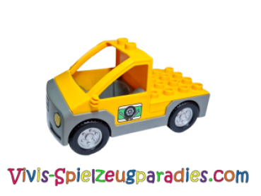 Duplo truck pickup flatbed with dark bluish gray floor with tire and tool pattern (4743801pb02).