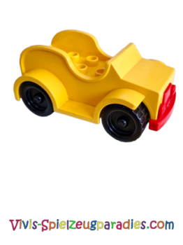 Lego Duplo car with 2 x 4 studs, running boards, black wheels and red bumper (4853c02) yellow