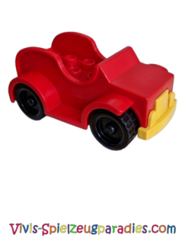 Lego Duplo car with 2 x 4 studs, running boards, black wheels and red bumper (4853c02) red