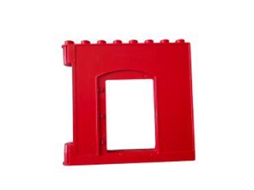 Lego Duplo wall element 1x8x6 hinge left with cutout for door (51261) red