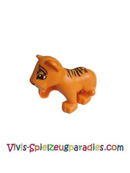 Lego Duplo Tiger Baby Cub, raised paw, eyes up straight pattern (54300cx4) orange