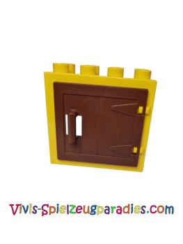 Lego Duplo Door / Window Frame 2 x 4 x 3 flat front surface, completely open at the back (61649, 87653) yellow, red-brown