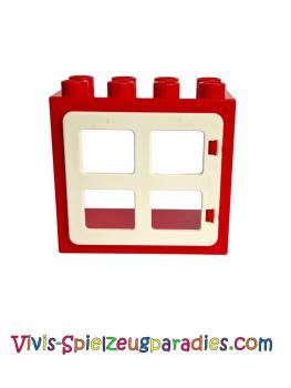 Lego Duplo Tür- / Fensterrahmen 2 x 4 x 3 flache Frontfläche, hinten komplett offen (61649, 90265) rot