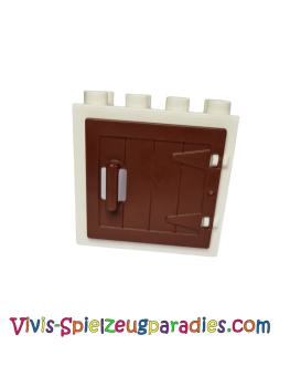 Lego Duplo Tür- / Fensterrahmen 2 x 4 x 3 flache Frontfläche, hinten komplett offen (61649, 87653) weiß, rotbraun