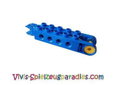 Lego Duplo, Toolo brick 2 x 5 with 8 side screw inserts, swivel bracket end and clip end (6288c01) blue