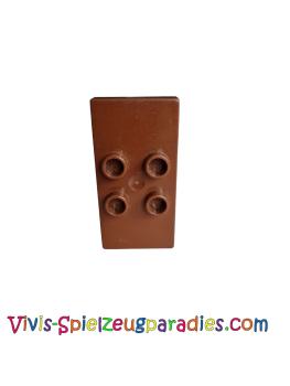 Lego Duplo Tile, modified 2 x 4 x 1/2 (thick) with 4 center studs (6413) red brown