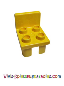 Lego Duplo Furniture Chair with 4 knobs and square backrest (6478) yellow