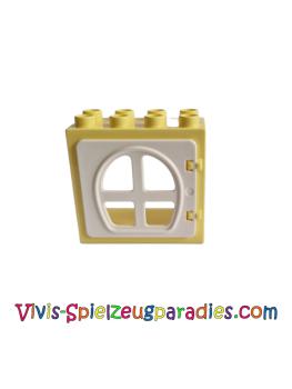 Lego Duplo Door / Window Frame 2 x 4 x 3 flat front surface, completely open at the back (61649, 87653) light yellow, white