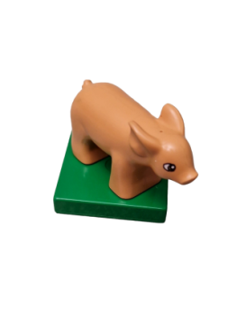Lego Duplo Schwein Ferkel  klein auf Sockel Platte grün (75726c01pb01) nougat
