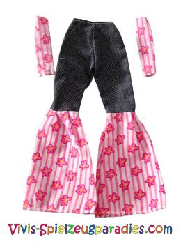 Barbie/other flared jeans pink with flowers and arm warmers