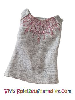 Barbie/other top shirt gray with glitter pink