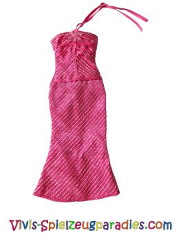 Barbie Kleid  Pink mit Streifen Glitzer Silber