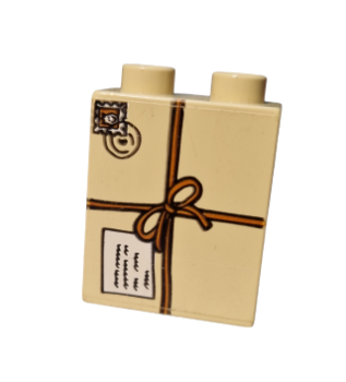 Lego Duplo motif brick beige tan 1x2x2 printed package pack (4066pb178)
