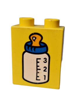 Lego Duplo brick 1 x 2 x 2 with baby bottle Blue Top (4066pb027)