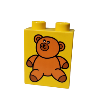 Lego Duplo, Stein 1 x 2 x 2 mit braunem Teddybär (4066pb082)
