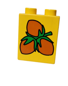 Lego Duplo brick yellow 1x2x2 printed 3 hazelnuts (4066pb024)