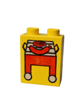 Lego Duplo brick 1x2x2 grill with sausages (4066pb061)