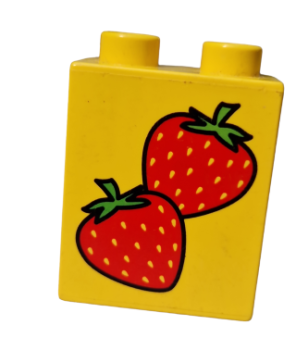 Lego Duplo, Stein 1 x 2 x 2 mit Erdbeeren (4066pb076)