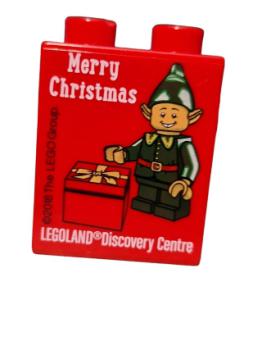 Lego Duplo brick 1 x 2 x 2 printed Merry Christmas LEGOLAND Discovery Centre Elf 2018 (7637pb153)
